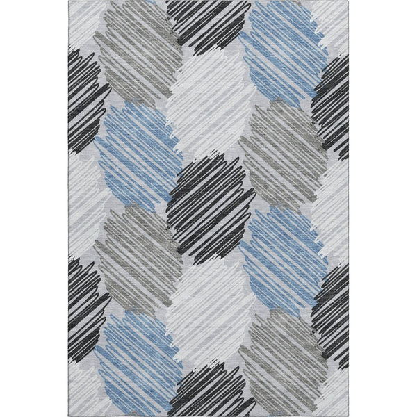 HomeRoots 10' X 14' Geometric Area Rug in Blue, Ivory & Gray - Washable, Durable, UV Protected for High-Traffic Areas 708886