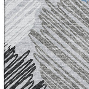HomeRoots 10' X 14' Geometric Area Rug in Blue, Ivory & Gray - Washable, Durable, UV Protected for High-Traffic Areas 708886