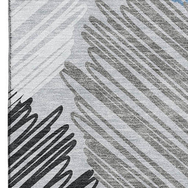 HomeRoots 10' X 14' Geometric Area Rug in Blue, Ivory & Gray - Washable, Durable, UV Protected for High-Traffic Areas 708886