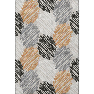 HomeRoots 5' X 8' Geometric Area Rug in Copper, Ivory & Gray - Washable, UV-Protected, Stylish & Durable! 708888