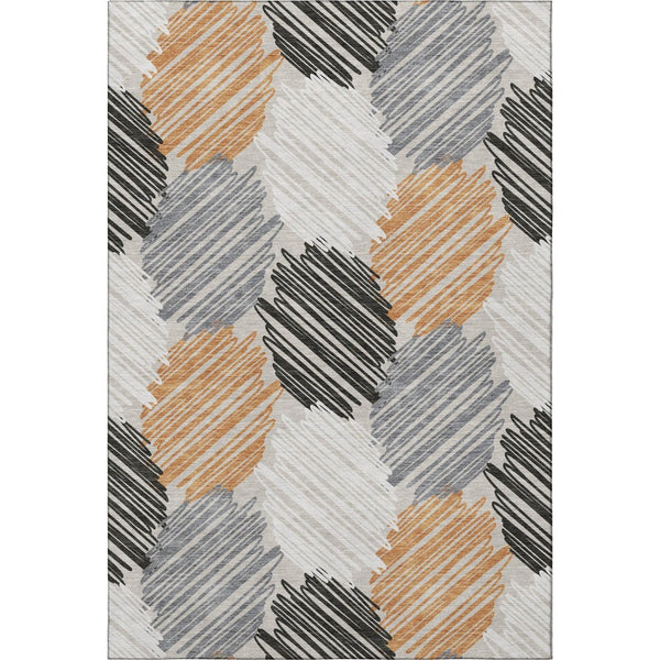 HomeRoots 5' X 8' Geometric Area Rug in Copper, Ivory & Gray - Washable, UV-Protected, Stylish & Durable! 708888