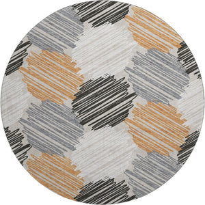 HomeRoots 8' X 10' Geometric Washable Area Rug in Copper, Ivory & Gray – UV Protection for Modern Homes! 708890