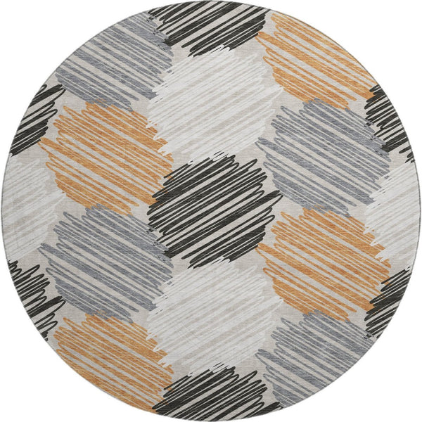 HomeRoots 8' X 10' Geometric Washable Area Rug in Copper, Ivory & Gray – UV Protection for Modern Homes! 708890