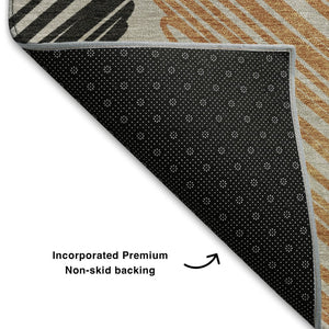 HomeRoots 8' X 10' Geometric Washable Area Rug in Copper, Ivory & Gray – UV Protection for Modern Homes! 708890