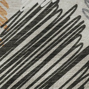 HomeRoots 8' X 10' Geometric Washable Area Rug in Copper, Ivory & Gray – UV Protection for Modern Homes! 708890