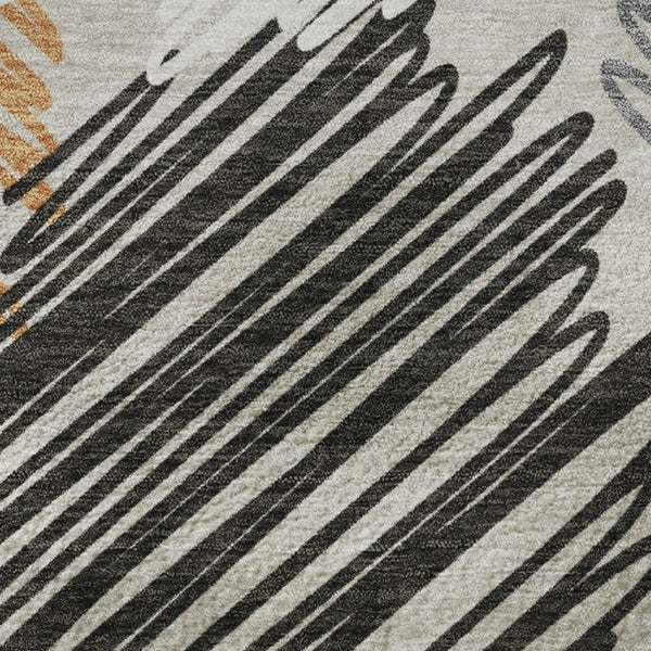 HomeRoots 8' X 10' Geometric Washable Area Rug in Copper, Ivory & Gray – UV Protection for Modern Homes! 708890