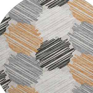 HomeRoots 8' X 10' Geometric Washable Area Rug in Copper, Ivory & Gray – UV Protection for Modern Homes! 708890