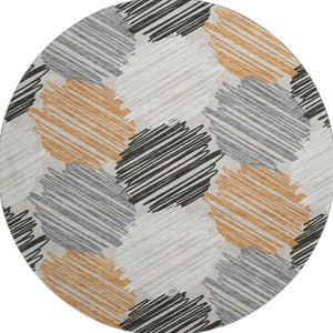 HomeRoots 8' X 10' Geometric Washable Area Rug in Copper, Ivory & Gray – UV Protection for Modern Homes! 708890