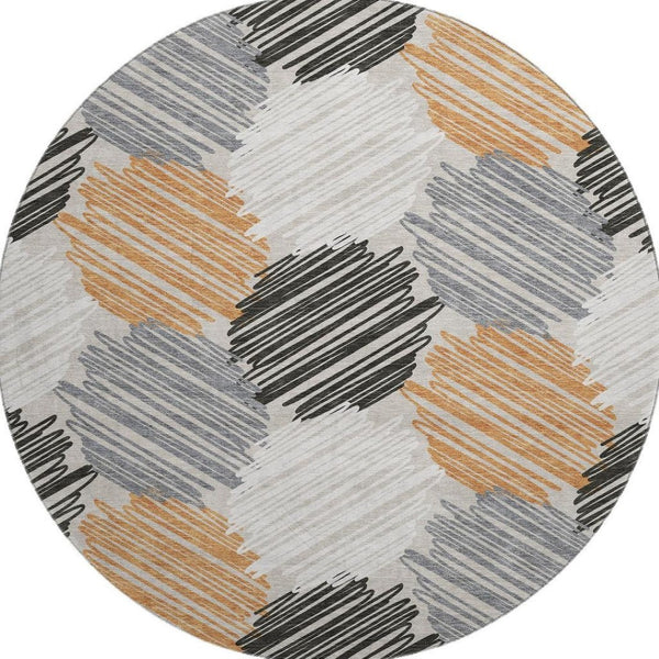 HomeRoots 8' X 10' Geometric Washable Area Rug in Copper, Ivory & Gray – UV Protection for Modern Homes! 708890