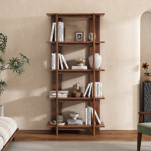 English Elm Christopher Knight Home® - 4-Tier Acacia Wood Bookcase with Anti-Tip Kit, Heavy-Duty Open Shelves Holds 120 lbs Each, Sleek Storage Solution Walnut N758P294084W