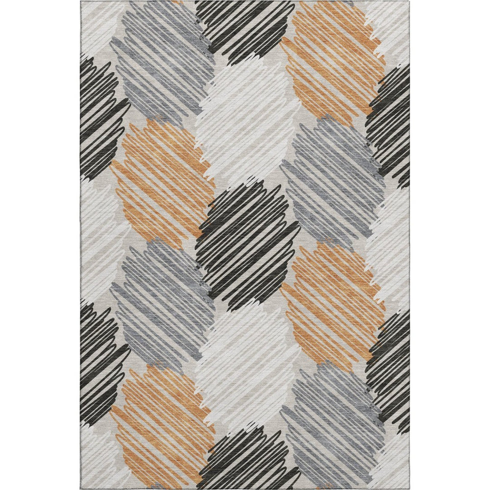 HomeRoots 9' X 12' Copper Ivory Gray Area Rug - Stylish Geometric Design, Washable, UV Protected & Durable 708891