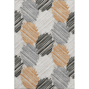 HomeRoots 9' X 12' Copper Ivory Gray Area Rug - Stylish Geometric Design, Washable, UV Protected & Durable 708891