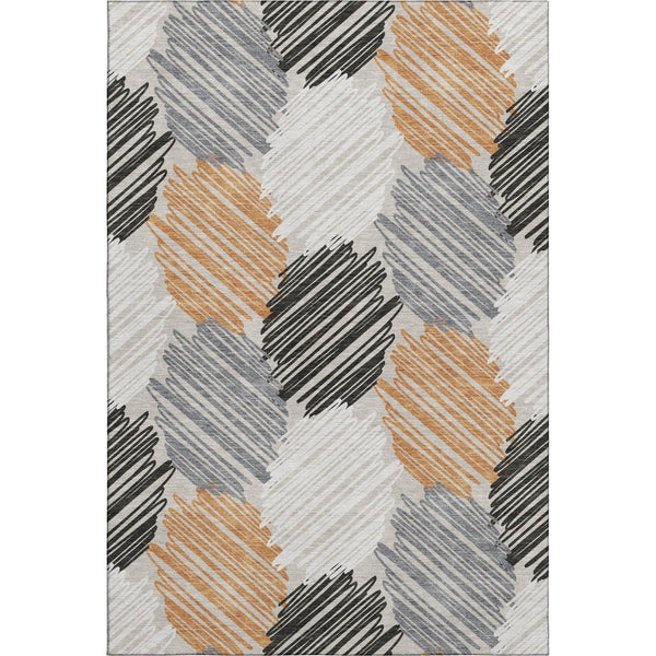 HomeRoots 9' X 12' Copper Ivory Gray Area Rug - Stylish Geometric Design, Washable, UV Protected & Durable 708891