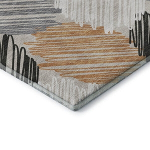 HomeRoots 9' X 12' Copper Ivory Gray Area Rug - Stylish Geometric Design, Washable, UV Protected & Durable 708891