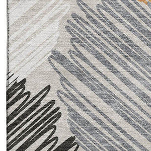 HomeRoots 9' X 12' Copper Ivory Gray Area Rug - Stylish Geometric Design, Washable, UV Protected & Durable 708891