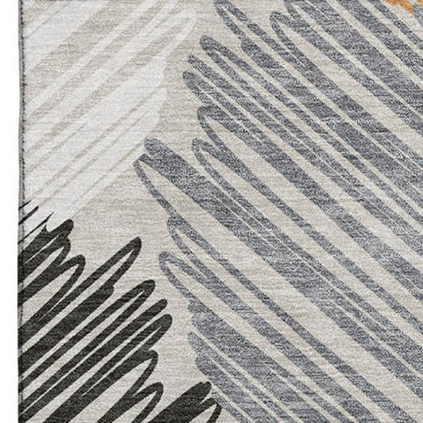 HomeRoots 9' X 12' Copper Ivory Gray Area Rug - Stylish Geometric Design, Washable, UV Protected & Durable 708891