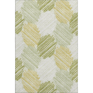 HomeRoots 5' X 8' Geometric Area Rug in Green, Ivory & Gray – Washable, Stain Resistant with UV Protection! 708894