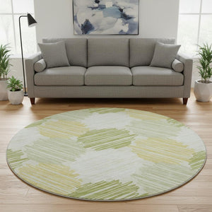 HomeRoots 8' X 10' Stylish Green Ivory Gray Washable Area Rug with UV Protection for Modern Homes & Pets 708896