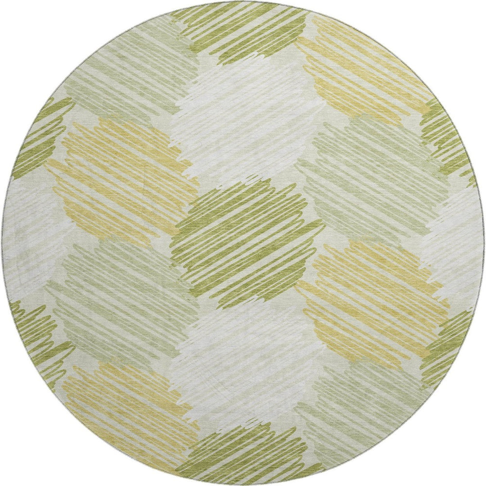 HomeRoots 8' X 10' Stylish Green Ivory Gray Washable Area Rug with UV Protection for Modern Homes & Pets 708896