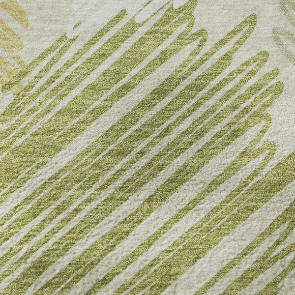 HomeRoots 8' X 10' Stylish Green Ivory Gray Washable Area Rug with UV Protection for Modern Homes & Pets 708896