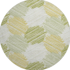 HomeRoots 8' X 10' Stylish Green Ivory Gray Washable Area Rug with UV Protection for Modern Homes & Pets 708896