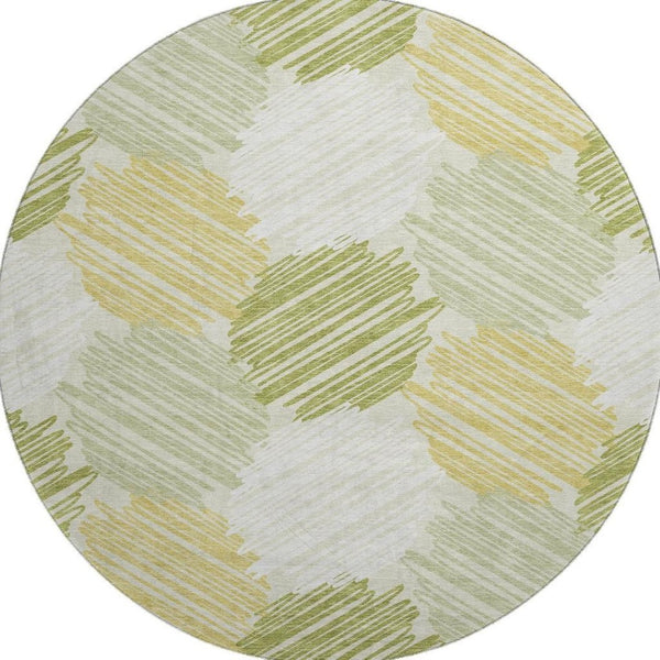 HomeRoots 8' X 10' Stylish Green Ivory Gray Washable Area Rug with UV Protection for Modern Homes & Pets 708896