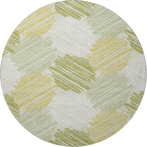 HomeRoots 8' X 10' Stylish Green Ivory Gray Washable Area Rug with UV Protection for Modern Homes & Pets 708896