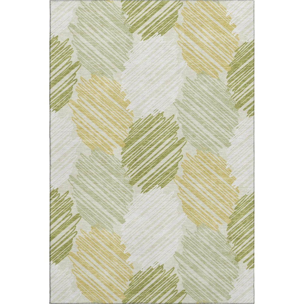 HomeRoots 10' X 14' Modern Green Ivory Gray Geometric Area Rug – Washable, UV-Protected, Stain-Resistant Design 708898