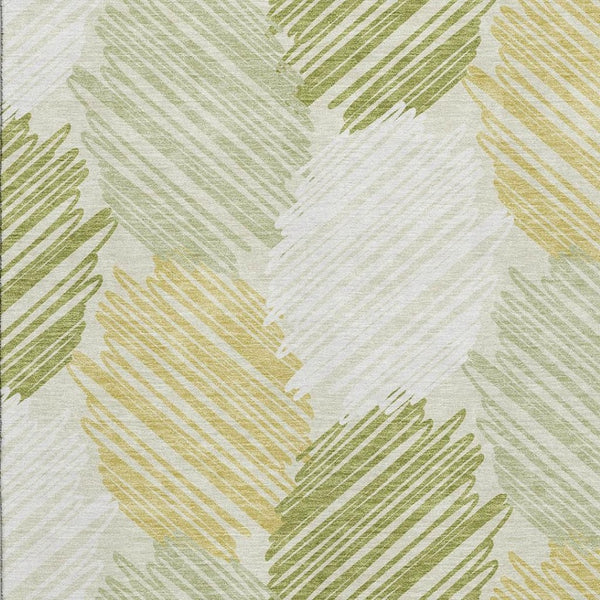 HomeRoots 10' X 14' Modern Green Ivory Gray Geometric Area Rug – Washable, UV-Protected, Stain-Resistant Design 708898