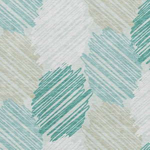 HomeRoots 5' X 8' Teal, Ivory & Gray Geometric Area Rug - Washable, UV Protected, Stain Resistant, Stylish! 708900