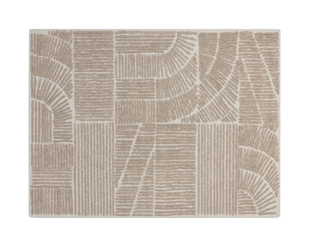 Sunpan Corinthia Hand-woven Rug - Luxurious Abstract Design In Soft Wool And Viscose For Elegant Spaces Taupe Wool Blend 111982