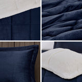 Woolrich Alton Lodge/Cabin Plush to Sherpa Down Alternative Comforter Set WR10-2415 Navy/Ivory