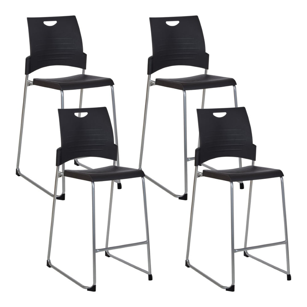 OSP Home Furnishings Tall Stacking Counter Height Chair with Steel Frame for Breakrooms and Training Spaces Black DC8309C4-3
