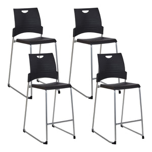 OSP Home Furnishings Tall Stacking Counter Height Chair with Steel Frame for Breakrooms and Training Spaces Black DC8309C4-3
