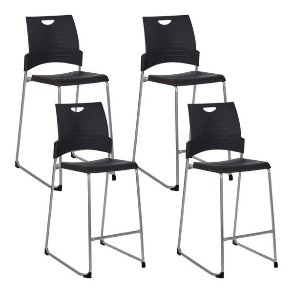 OSP Home Furnishings Tall Stacking Counter Height Chair with Steel Frame for Breakrooms and Training Spaces Black DC8309C4-3