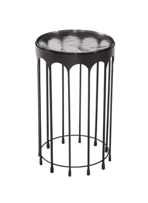 Basset Mirror Hartley Accent Table - Elegant Black Contemporary Design With Round Cast Glass Top & Iron Base Black Iron,Cast Glass 7089-lr-223