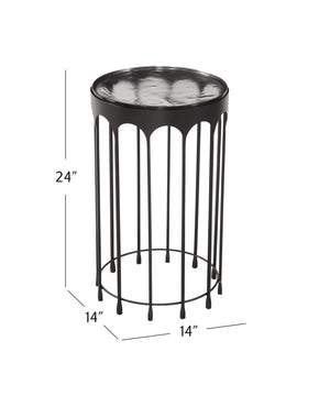 Basset Mirror Hartley Accent Table - Elegant Black Contemporary Design With Round Cast Glass Top & Iron Base Black Iron,Cast Glass 7089-lr-223