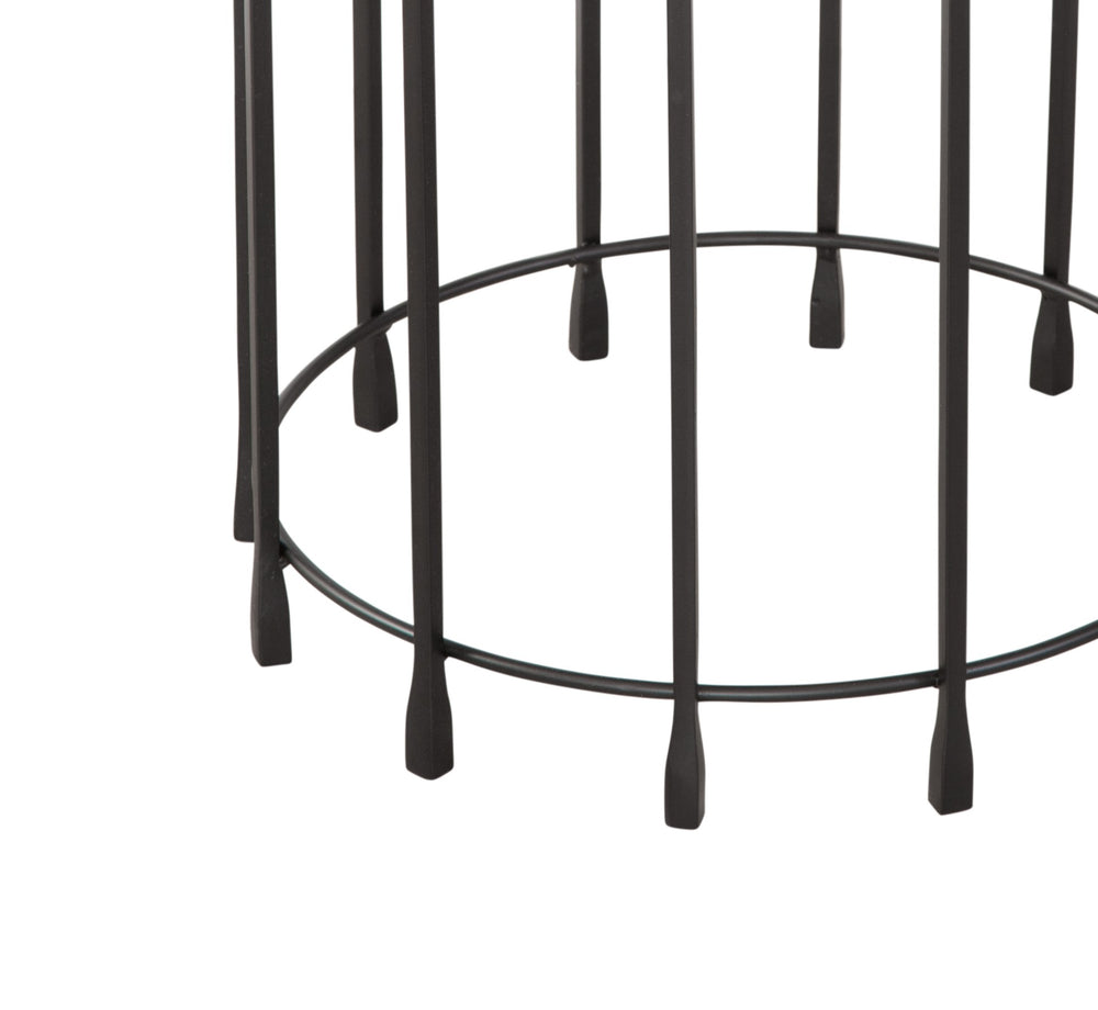 Basset Mirror Hartley Accent Table - Elegant Black Contemporary Design With Round Cast Glass Top & Iron Base Black Iron,Cast Glass 7089-lr-223