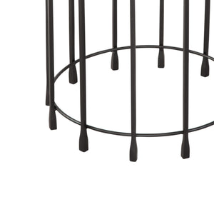 Basset Mirror Hartley Accent Table - Elegant Black Contemporary Design With Round Cast Glass Top & Iron Base Black Iron,Cast Glass 7089-lr-223