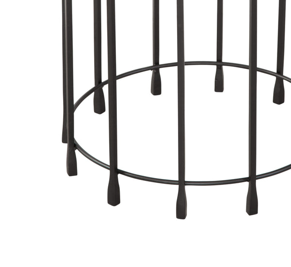 Basset Mirror Hartley Accent Table - Elegant Black Contemporary Design With Round Cast Glass Top & Iron Base Black Iron,Cast Glass 7089-lr-223
