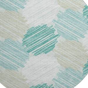 HomeRoots 8' X 10' Modern Geometric Washable Area Rug in Teal, Ivory & Gray - UV Protected, Stain-Resistant Design 708902