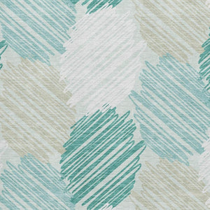 HomeRoots 9' X 12' Stylish Teal Ivory Gray Geometric Washable Area Rug with UV Protection for Busy Homes 708903