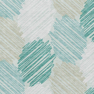 HomeRoots 10' X 14' Teal, Ivory & Gray Geometric Area Rug - Washable, UV-Protected for Modern Living Spaces 708904
