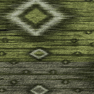 HomeRoots 8' X 10' Artichoke Green Tribal Washable Area Rug with UV Protection for Stylish, Easy Care Living 708908