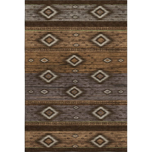 HomeRoots 5' X 8' Chocolate & Gray Tribal Area Rug - Stain-Resistant, UV Protected, Perfect for Busy Homes! 708912
