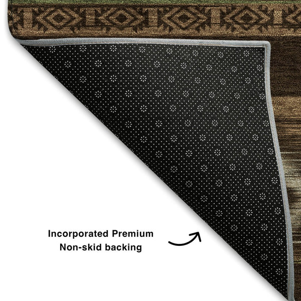 HomeRoots 5' X 8' Chocolate & Gray Tribal Area Rug - Stain-Resistant, UV Protected, Perfect for Busy Homes! 708912