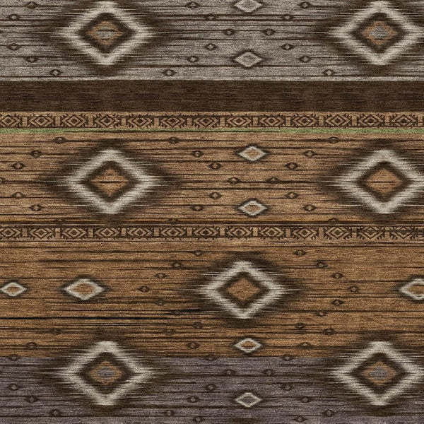 HomeRoots 5' X 8' Chocolate & Gray Tribal Area Rug - Stain-Resistant, UV Protected, Perfect for Busy Homes! 708912