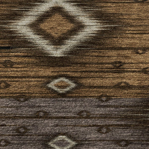 HomeRoots 8' X 10' Chocolate and Gray Tribal Area Rug - Washable, UV-Protected, Ideal for High-Traffic Spaces 708914