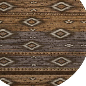 HomeRoots 8' X 10' Chocolate and Gray Tribal Area Rug - Washable, UV-Protected, Ideal for High-Traffic Spaces 708914