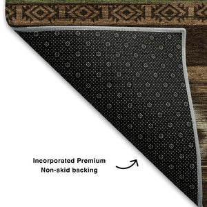 HomeRoots 9' X 12' Chocolate and Gray Tribal Area Rug - UV Protected, Stain-Resistant, Easy-Care Design for Homes 708915